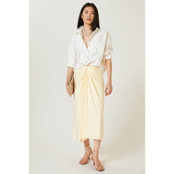 ANTHROPOLOGIE Significant Other Draped Yellow Midi Skirt Size 8 NEW